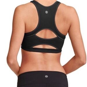 Athleta Double Dare Sports Bra Black Cutout Back Small Athleisure Sporty Small